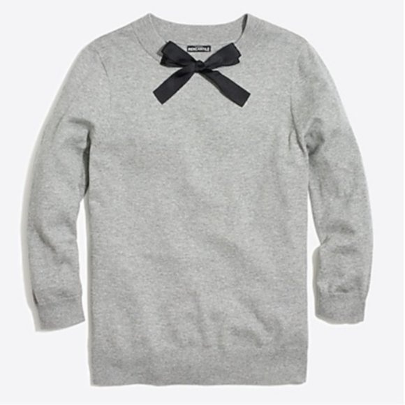 J. CREW MERCANTILE GRAY BOW NECK 3/4 SLEEVE SWEATER MEDIUM J7849 - Picture 1 of 9